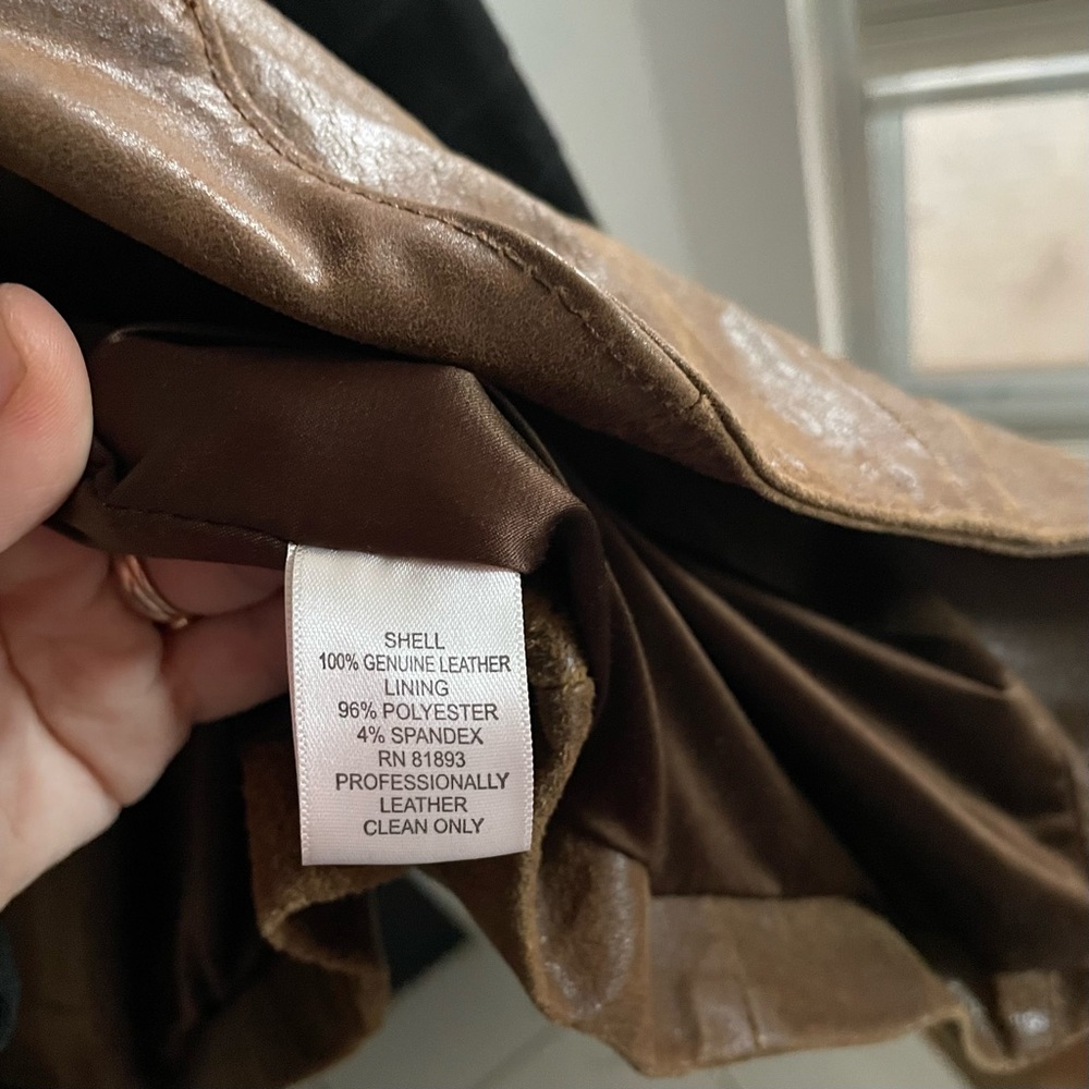 G.I.L.I. Brown Genuine Leather Black Moto Jacket Size XS - Picture 4 of 4